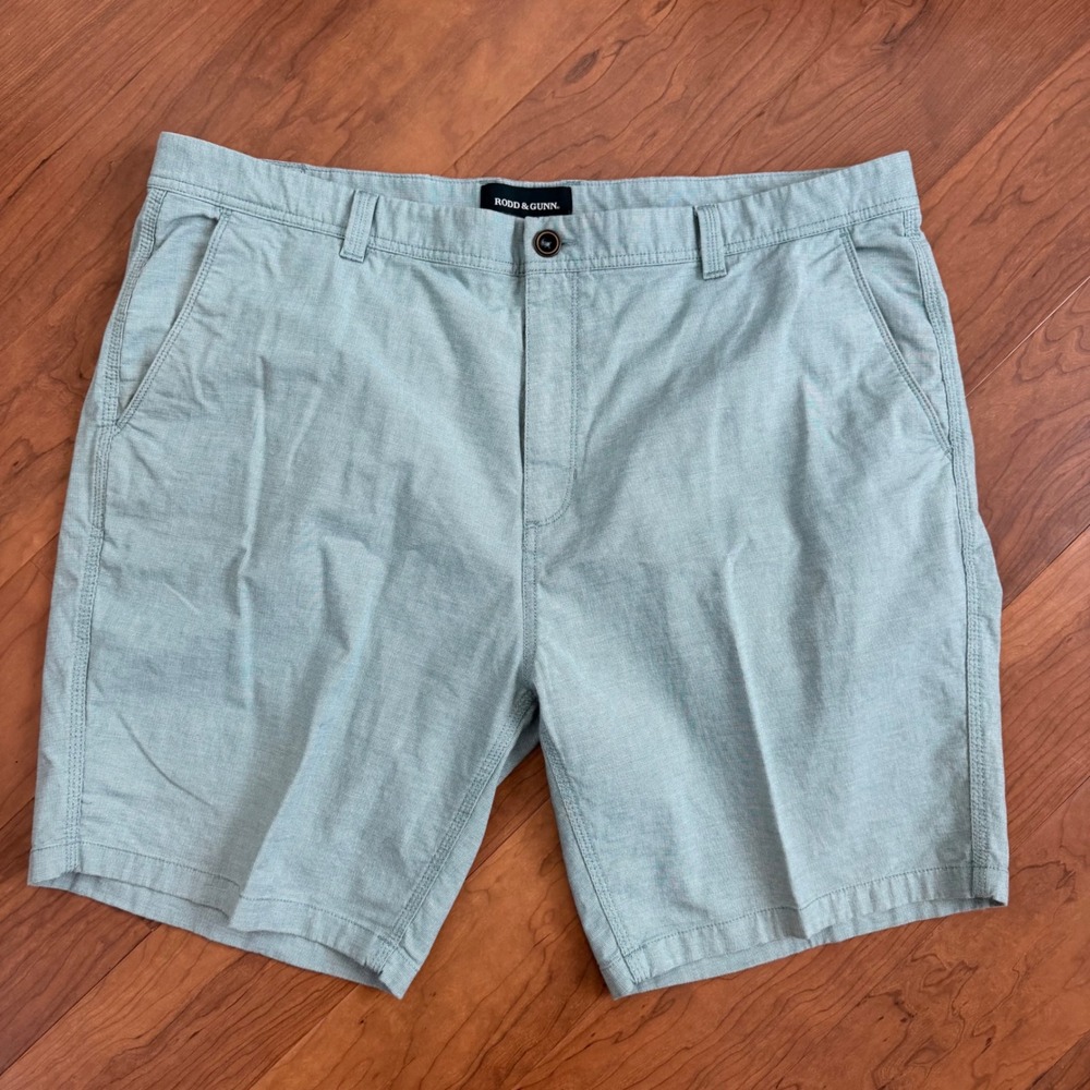 Rodd & Gunn Mens Chino Shorts Light Green Textured Cotton Blend Size 38